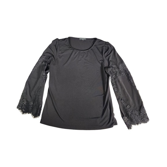 Adrianna Papell Tops - Adrianna Papell Black Lace Bell‎ Sleeve Top Women's Size L